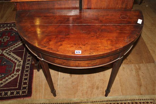 Mahogany folding demi lune card table(-)